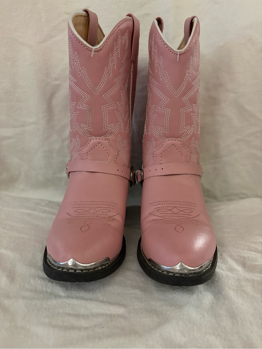 Durango Pink Kids Western Boots with Silver Toe Caps